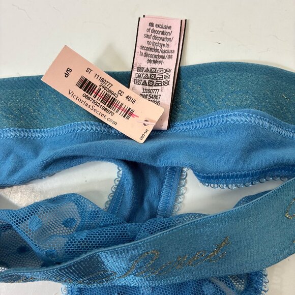 NEW Victoria’s Secret Blue Polka Dot Mesh Thong S Y2K Vibe, Coquette Lingerie - Picture 6 of 7